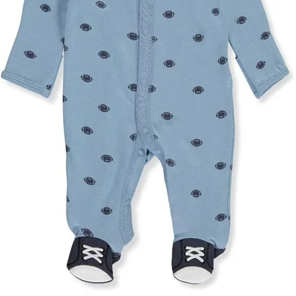 Carters Baby Boy Football Cotton Snap-Up Sleep & Play, Blue, Preemie - Picture 2 of 3